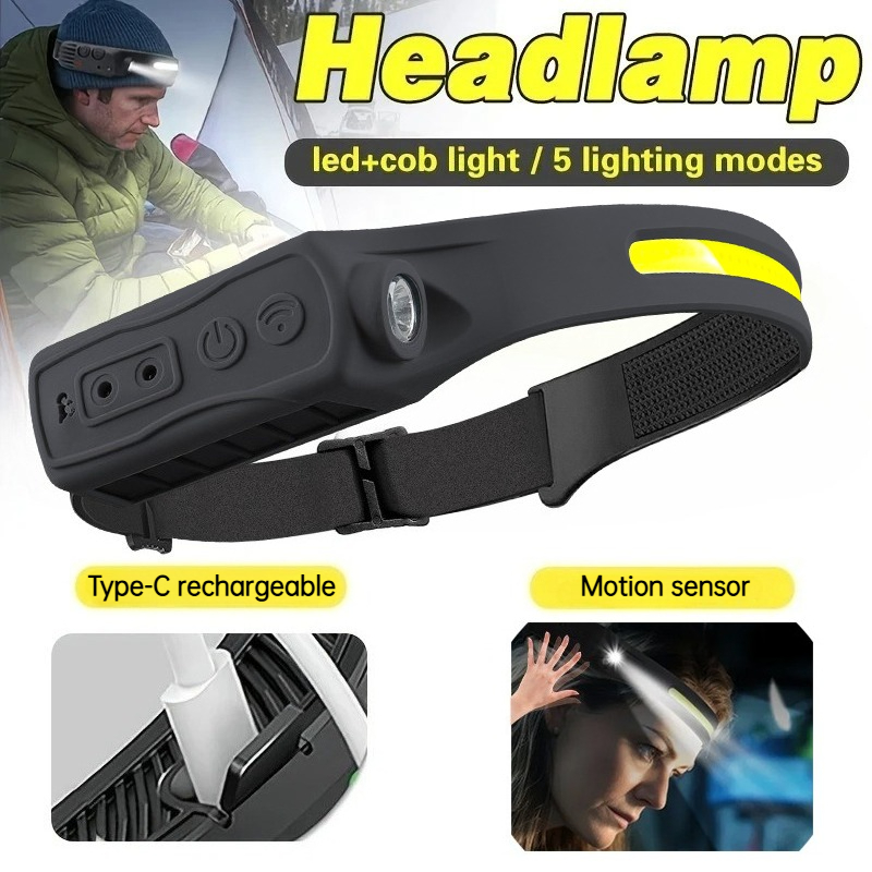Outdoor Lighting With Sensor - 강력한 COB LED 센서 헤드램프 충전식