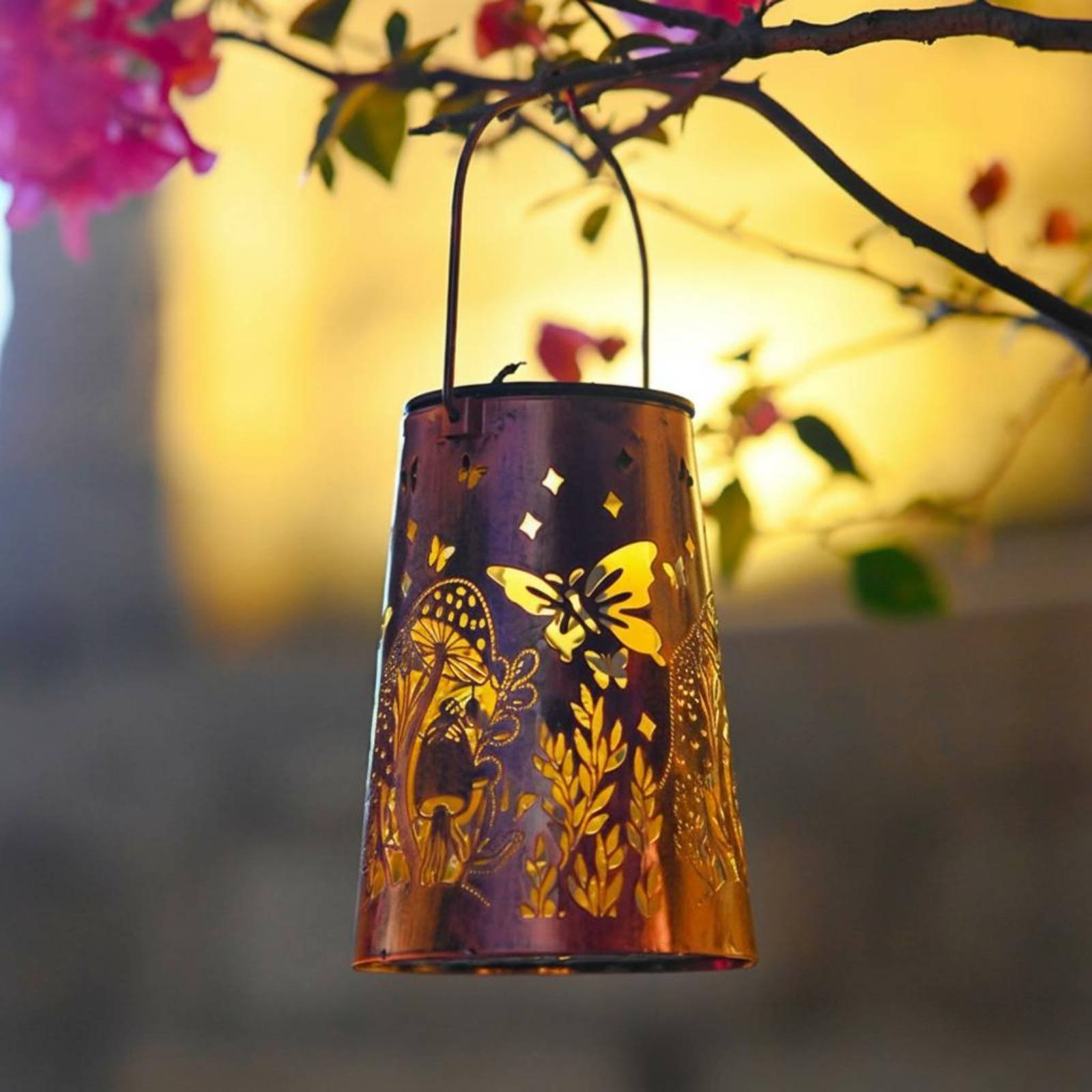 Solar Lantern Hanging - 꽃무늬 정원 랜턴 패턴 정원 조명기