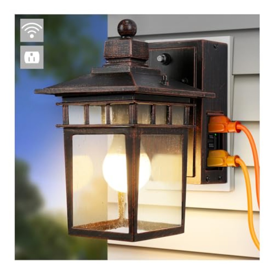 Outdoor Lighting Sconce - GFCI 콘센트가 있는 야외 조명, 황혼부터