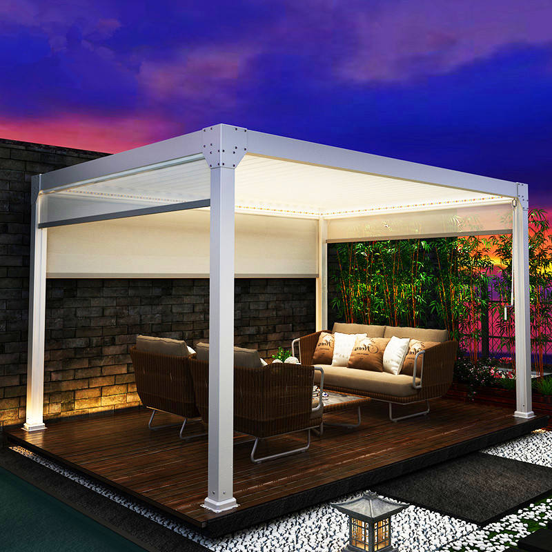 Outdoor Lighting For Gazebo - LED 조명과 블라인드가 있는 지능형 전동식