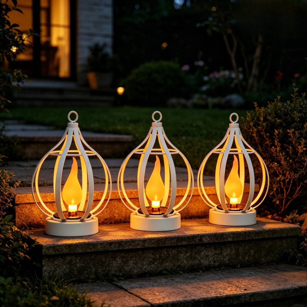 Solar Lantern Hanging - 야외용 태양광 랜턴 IP65 방수, 깜박이는