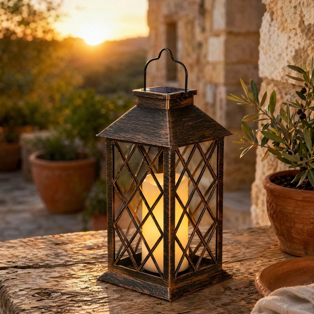 Solar Lantern Hanging - 레트로 태양광 랜턴, 야외용 태양광 캔들