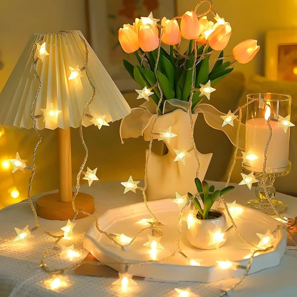 Outdoor Lighting Replacement Bulbs - LED 스타 스트링 라이트 USB/배터리 작동