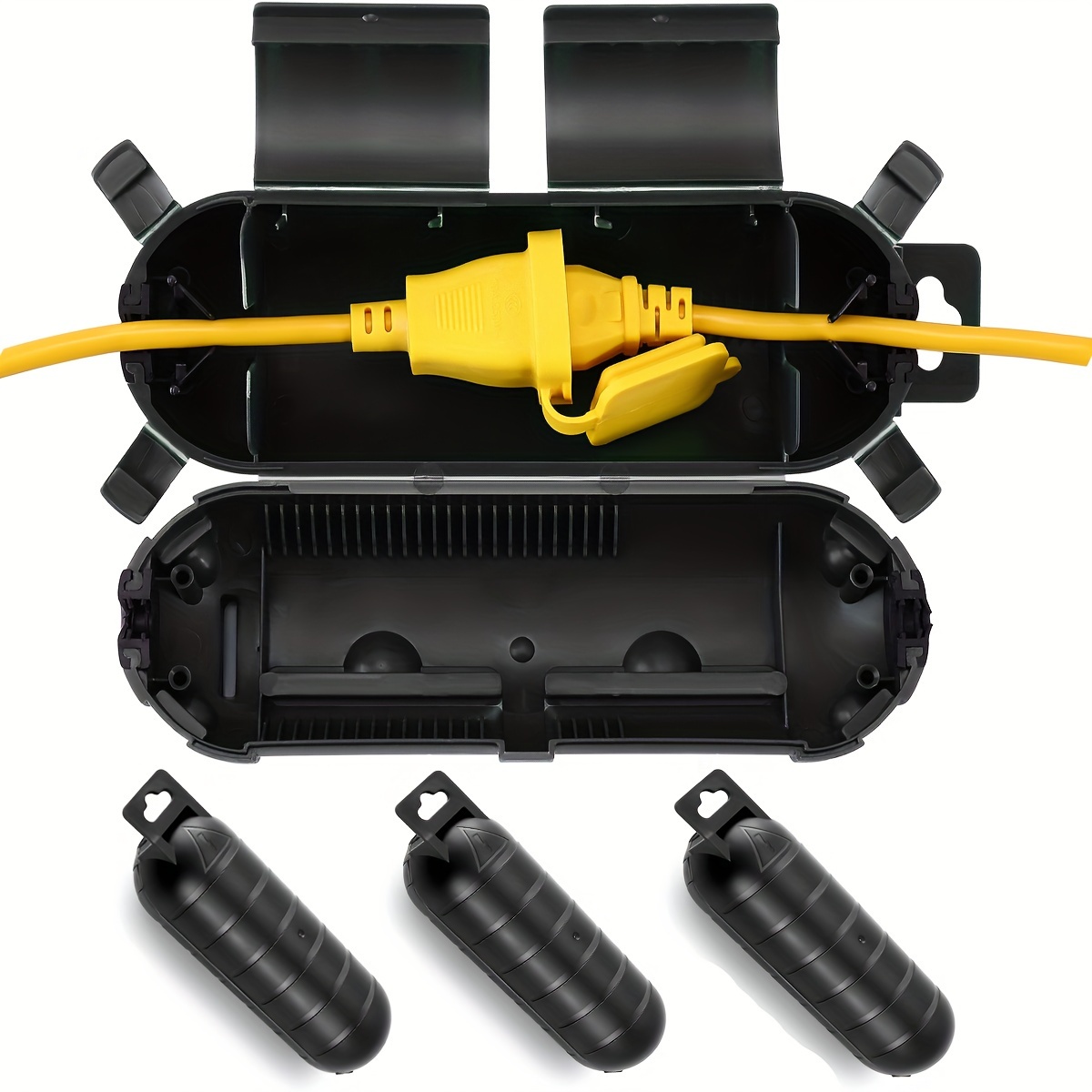 Outdoor Lighting Extension Cable - 1/3개 방수 검정색 연장 코드 커버