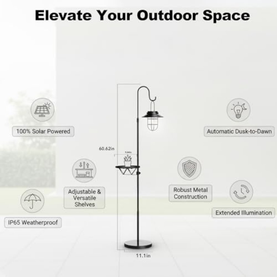태양광 플로어 램프 겸 테이블, 60인치 야외용 셰퍼드 - Outdoor Lighting Solar 리뷰 및 가격