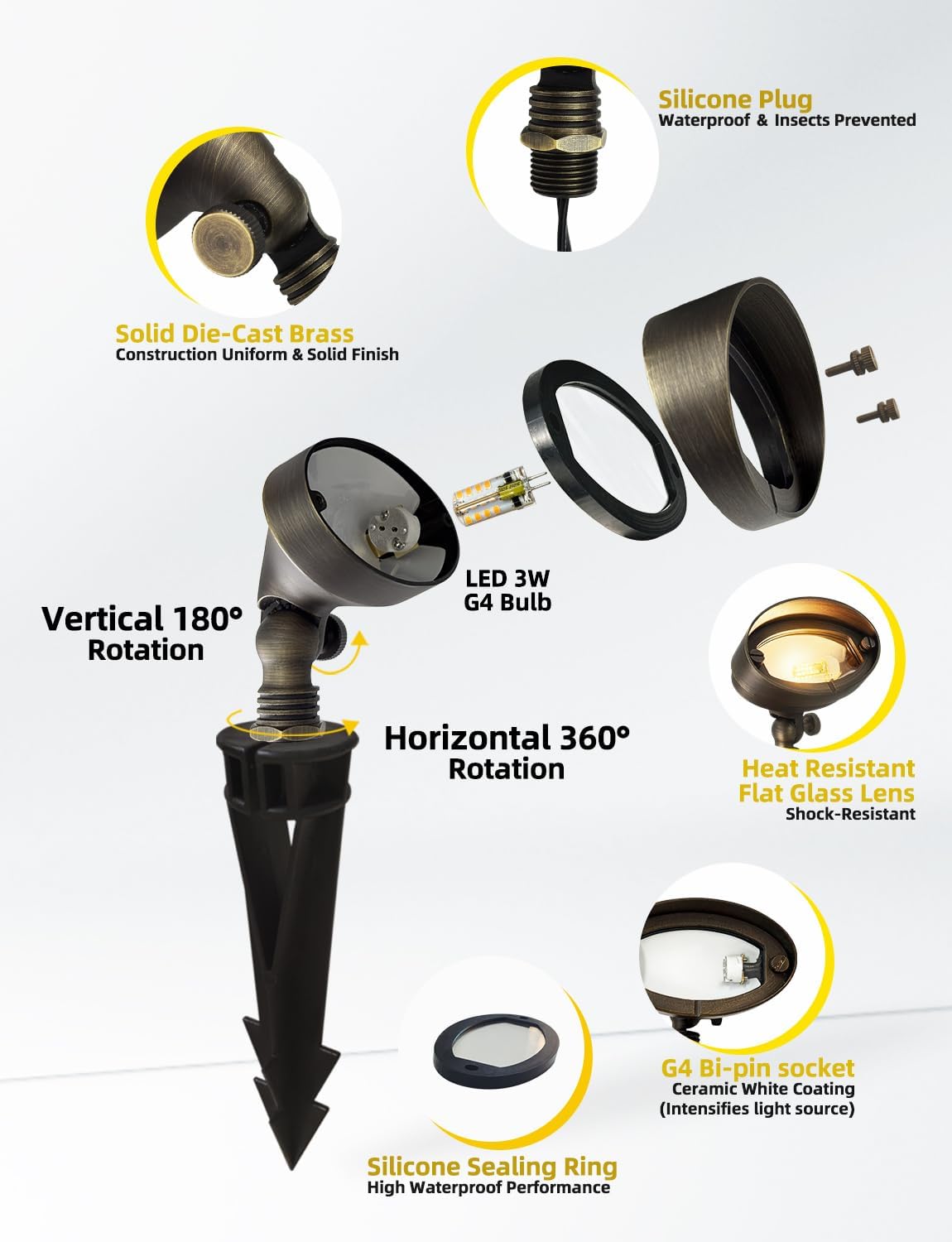 다이캐스트 황동 LED 조경 투광등 야외용 6개입(전구 - Outdoor Lighting Volt 리뷰 및 가격
