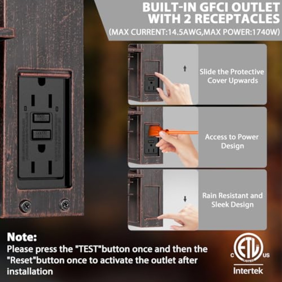 GFCI 콘센트가 있는 야외 조명, 황혼부터 새벽까지  - Outdoor Lighting Sconce 리뷰 및 가격