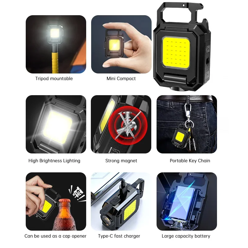 미니 손전등 키체인 라이트 COB 작업등 USB 충전식 - Outdoor Lighting Replacement Bulbs 리뷰 및 가격