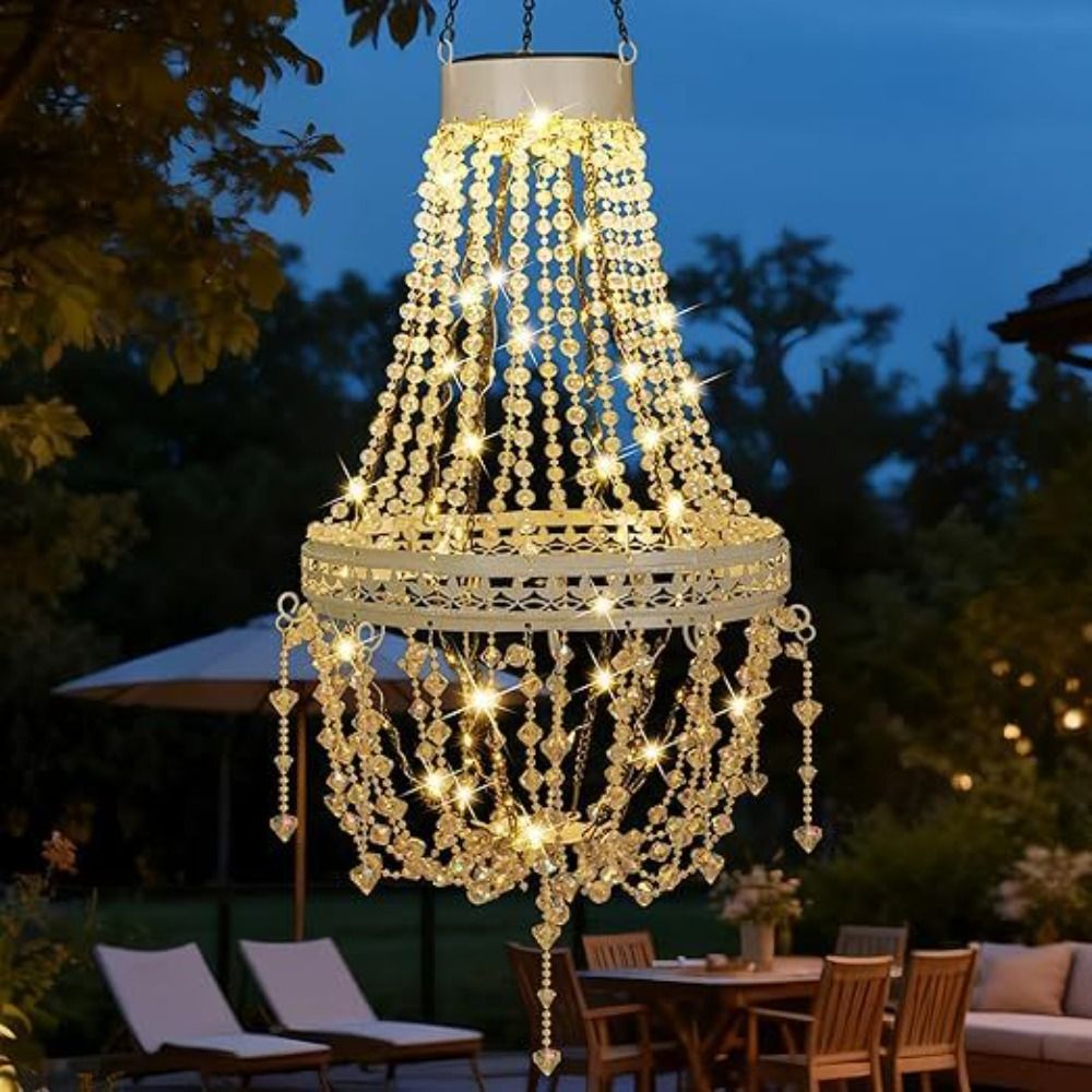 방수 기능이 있는 태양광 충전식 펜던트 조명, 크리스탈 - Outdoor Lighting Chandelier 리뷰 및 가격