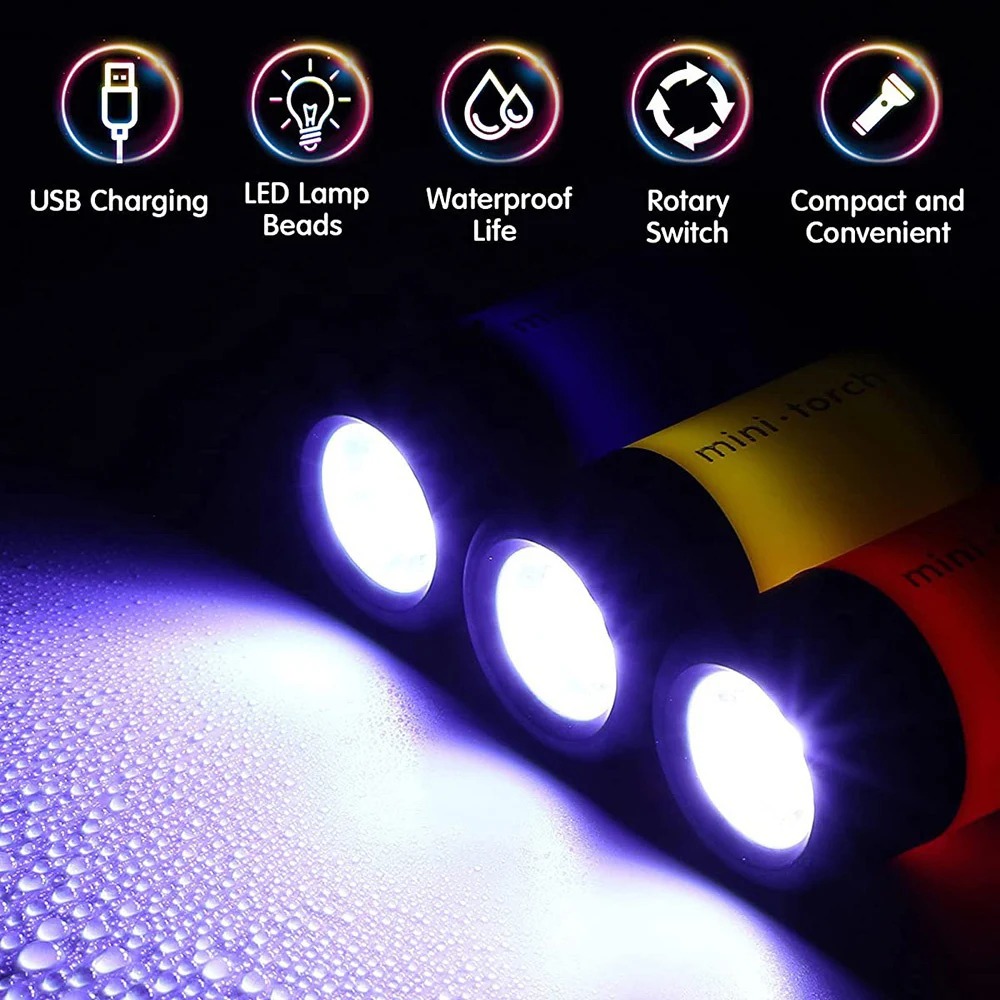 USB 충전식 캠핑 미니 손전등 강력한 라이트 포켓 키 - Outdoor Lighting Replacement Bulbs 리뷰 및 가격