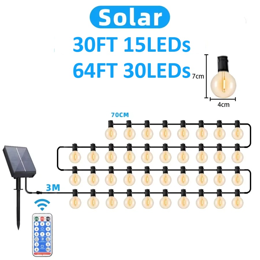 LED 야외 조명 스트링 64FT G40 가든 테라스  - Outdoor Lighting Effects 리뷰 및 가격