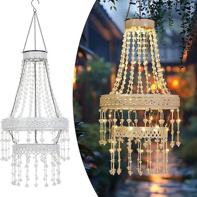 태양광 충전식 걸이형 랜턴 야외 장식 우아한 아크릴 크 - Outdoor Lighting Chandelier 리뷰 및 가격