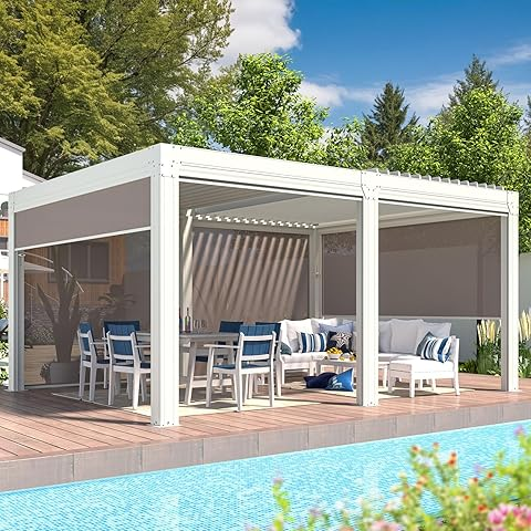 나뭇결 색상의 녹 방지 알루미늄 합금 파빌리온(LED  - Outdoor Lighting For Gazebo 리뷰 및 가격