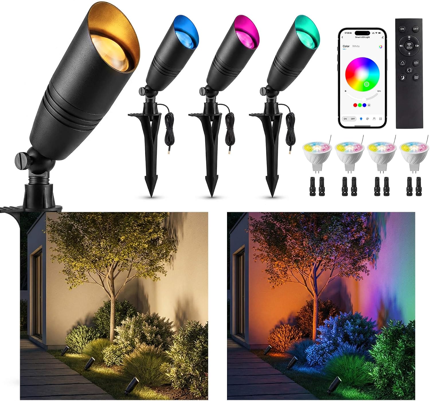 저전압 야외 RGBCW 조경 스포트라이트 12V 색상  - Outdoor Lighting Replacement Bulbs 리뷰 및 가격