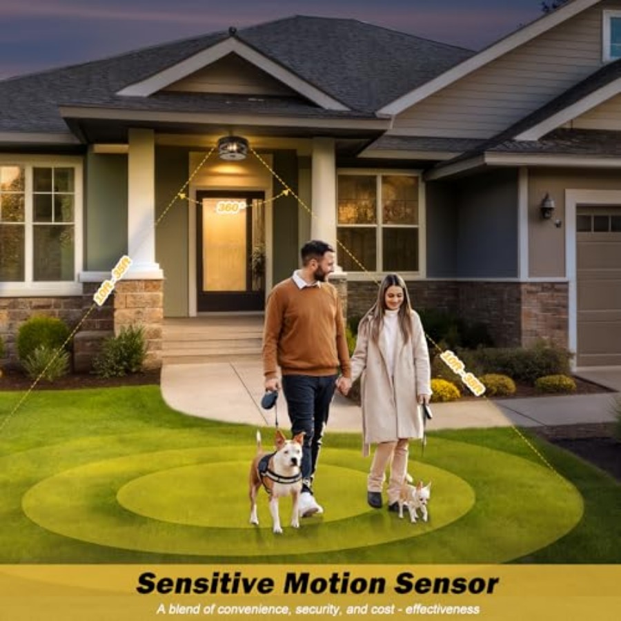 모션 센서 야외 천장 조명, 조절 가능한 블랙 플러시  - Outdoor Lighting With Sensor 리뷰 및 가격
