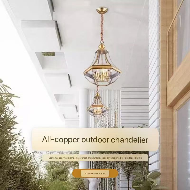 야외 방수 전체 구리 샹들리에 LED 유리 램프 복도  - Outdoor Lighting Chandelier 리뷰 및 가격