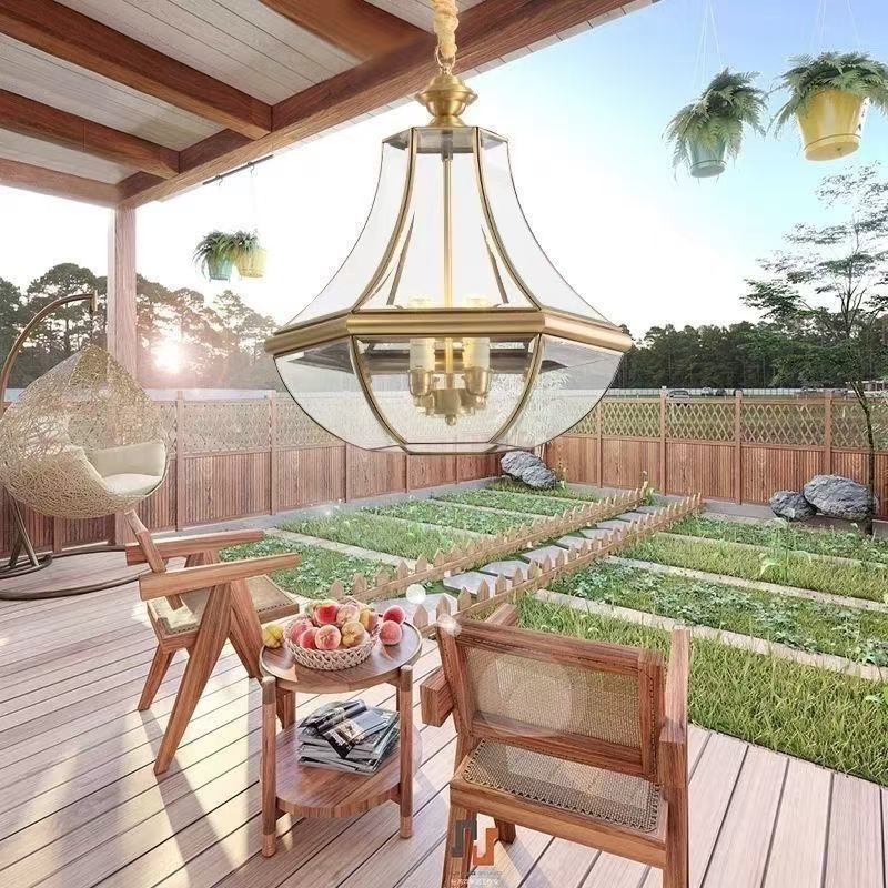 야외 방수 전체 구리 샹들리에 LED 유리 램프 복도  - Outdoor Lighting Chandelier 리뷰 및 가격