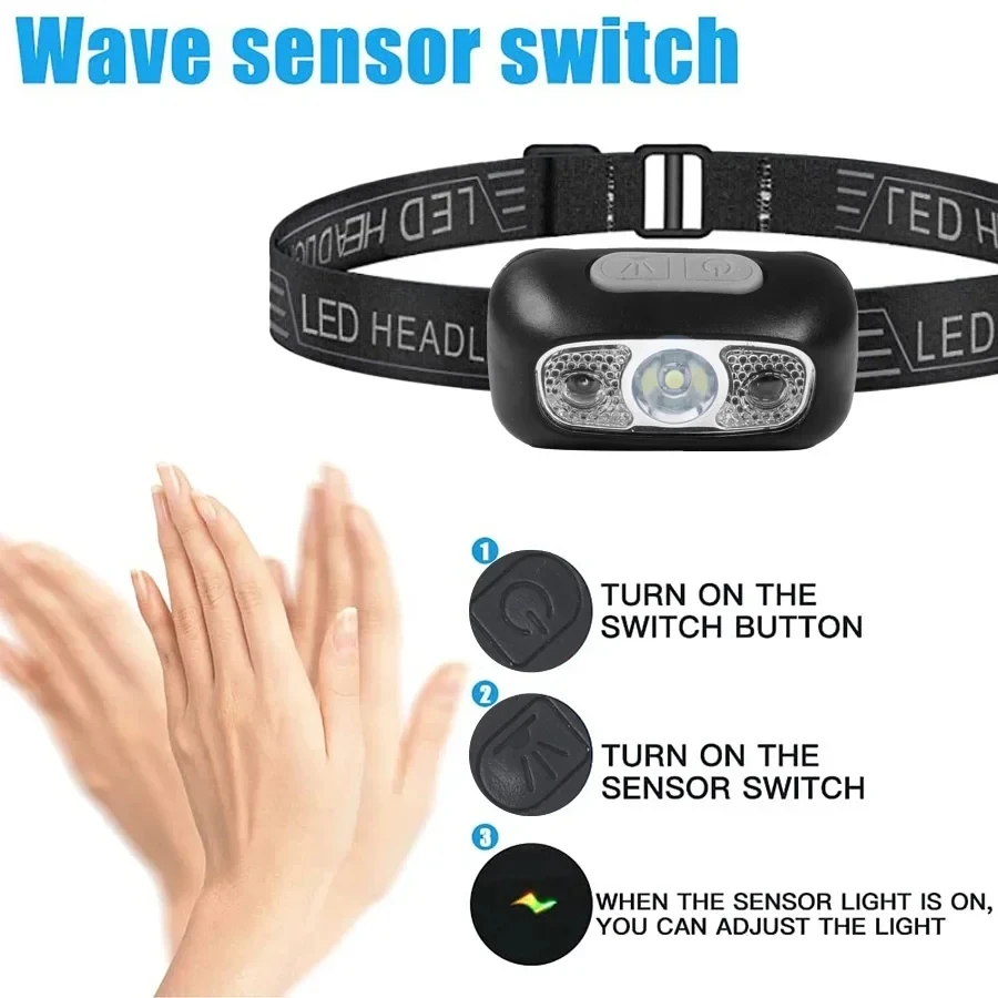 강한 빛 헤드램프 휴대용 LED 센서 헤드램프 USB- - Outdoor Lighting With Sensor 리뷰 및 가격
