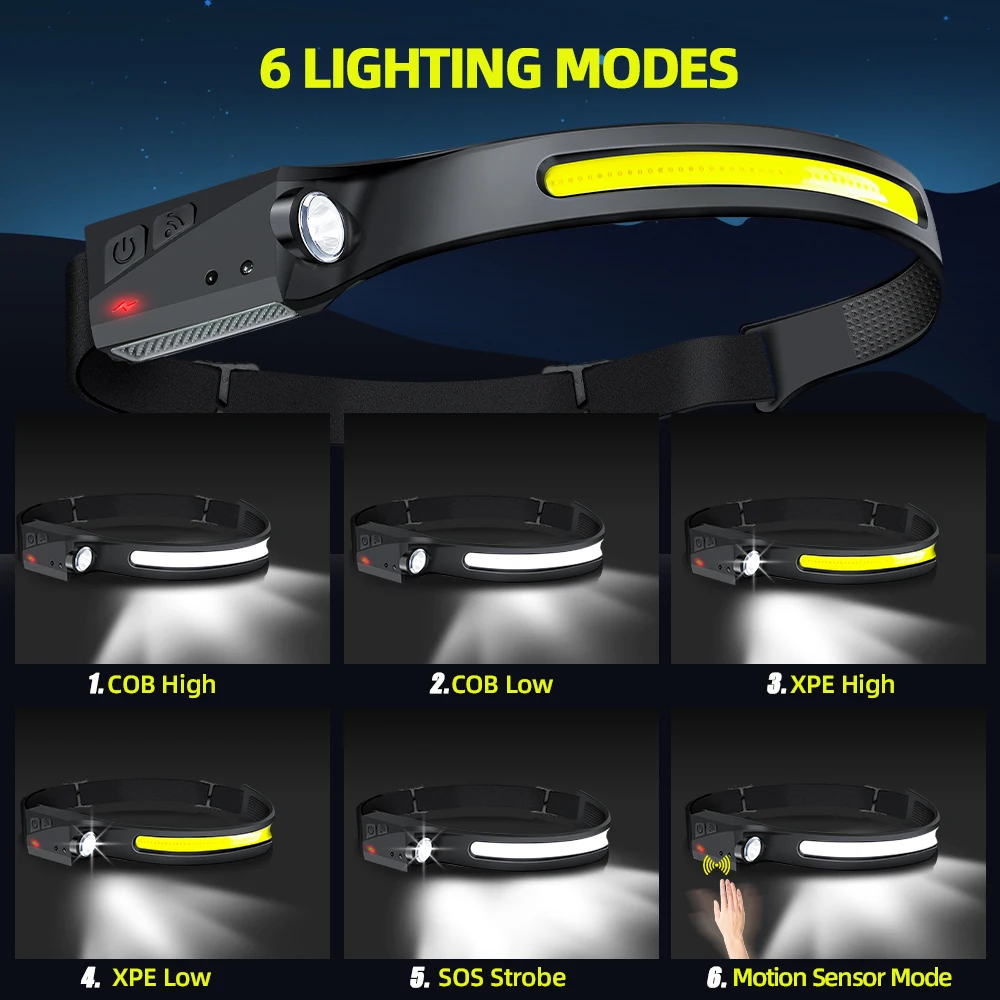 센서 헤드램프 LED 헤드 손전등 충전식 헤드라이트 헤 - Outdoor Lighting With Sensor 리뷰 및 가격