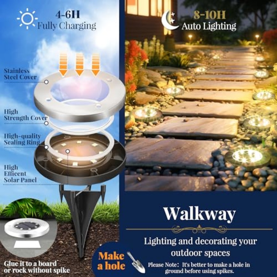 태양광 지상등 태양광 조명 야외 방수 8 LED 태양열 - Outdoor Lighting Solar 리뷰 및 가격