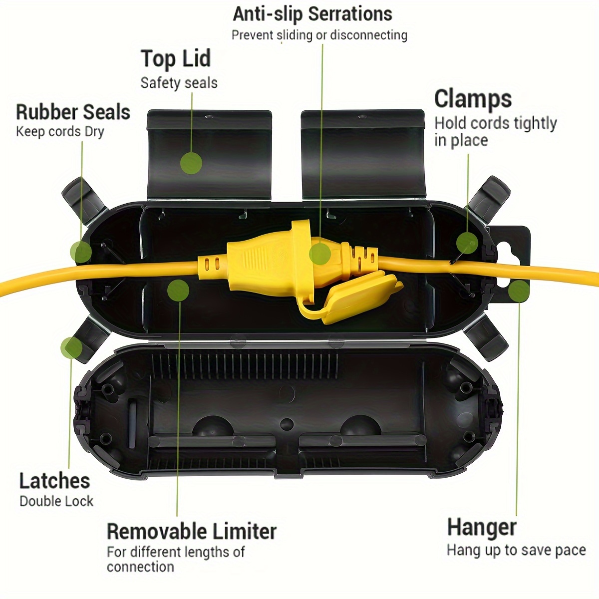 1/3개 방수 검정색 연장 코드 커버 - 휴일 조명/전 - Outdoor Lighting Extension Cable 리뷰 및 가격