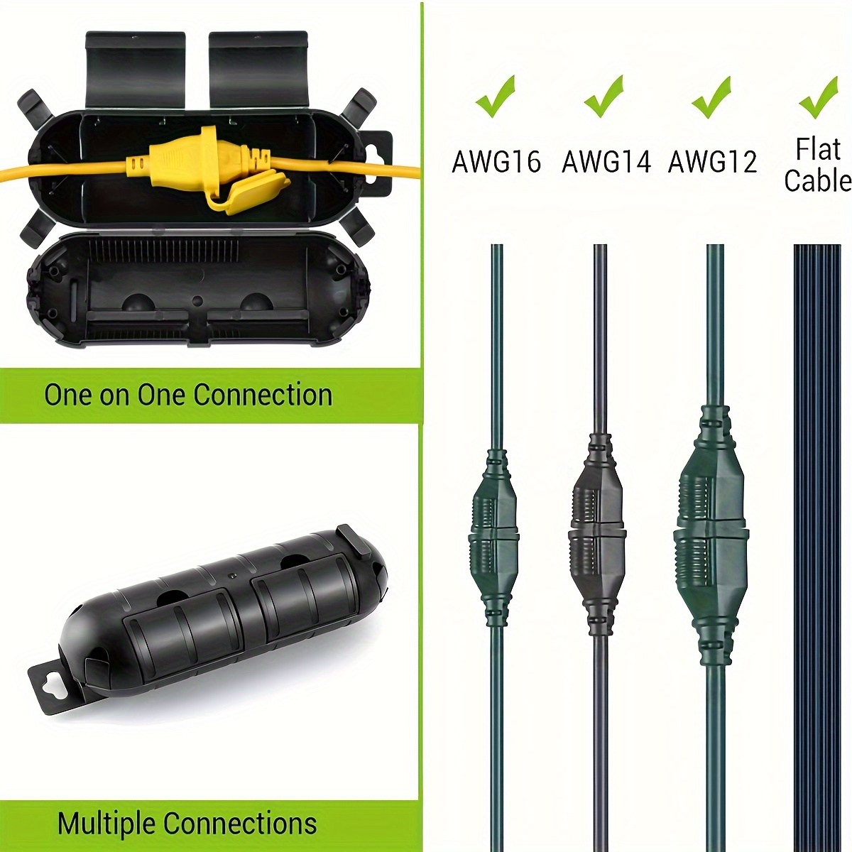 1/3개 방수 검정색 연장 코드 커버 - 휴일 조명/전 - Outdoor Lighting Extension Cable 리뷰 및 가격