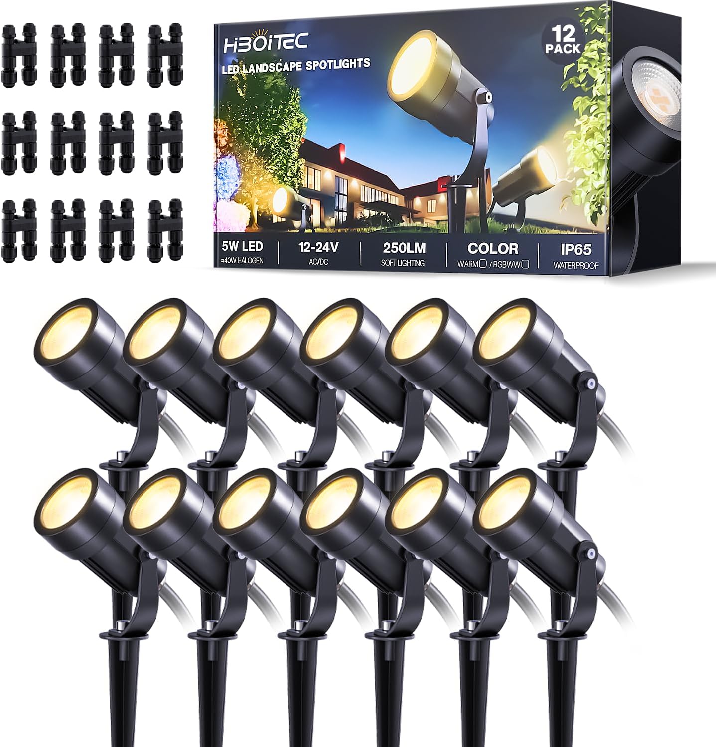 12팩 저전압 조경 조명용 패스트락 커넥터 5W LED - Outdoor Lighting Voltage 리뷰 및 가격