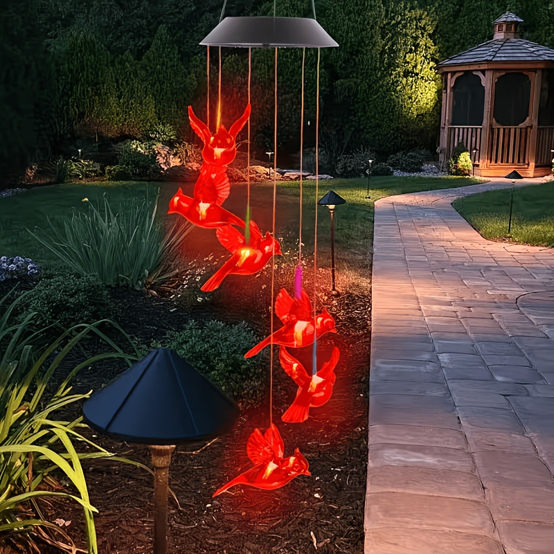 태양광 발전 불꽃새 모양 바람차임등, 방수 디자인과 생 - Outdoor Lighting Solar 리뷰 및 가격